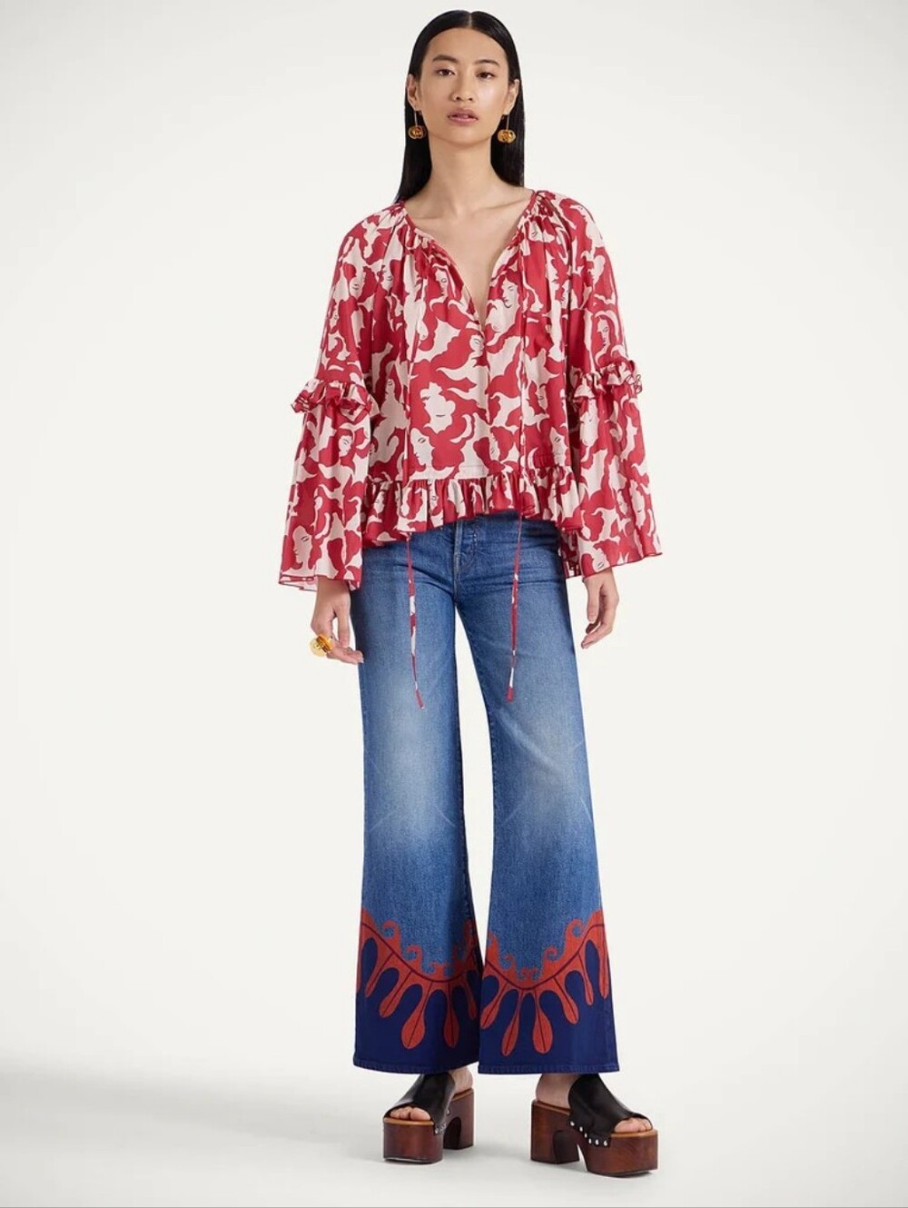 LADOUBLEJ x MOTHER The Tomcat Roller Jeans Deep in The Pacific NEW NWT - Picture 3 of 9